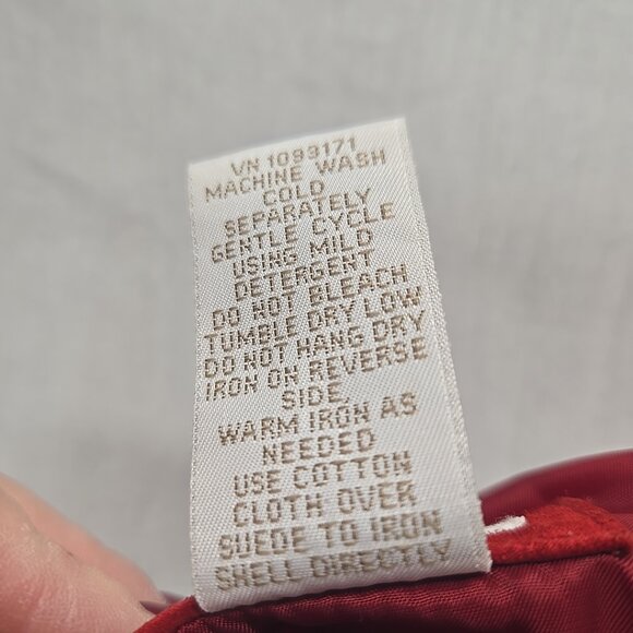 Vintage CHEROKEE Brand Suede Women Jacket Burgundy Red Washable Classic Sz L - Picture 6 of 9